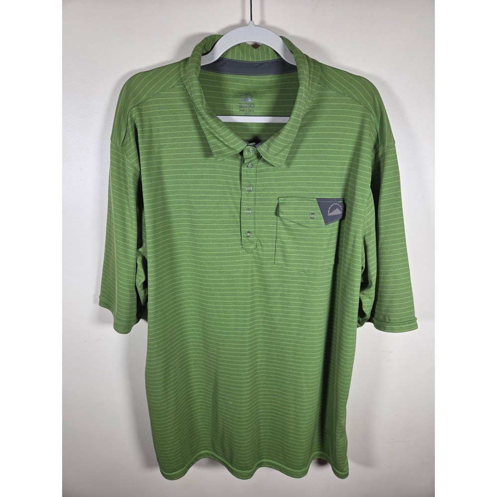 Zoic Mens Green Striped Mountain Bike Polo Shirt Snap Placket MTB Jersey 2X